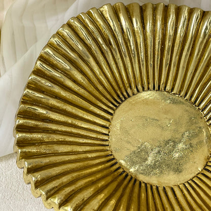 【Pre-order: 30-day lead time | MOQ: 120 units】Gold color Radiant-Ridged Resin Tray | Artistic Home Collection