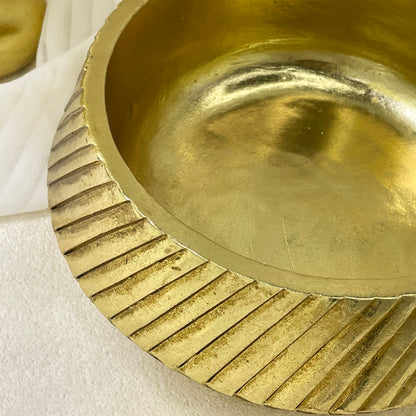 【Pre-order: 30-day lead time | MOQ: 120 units】Gold color Diagonal-Ridged Resin Tray | Artistic Home Collection