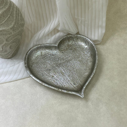 【Pre-order: 30-day lead time | MOQ: 120 units】Gold - Toned & Silver - Toned Heart - Shaped Resin Trays | Small/Medium/Large | Artistic Home Collection