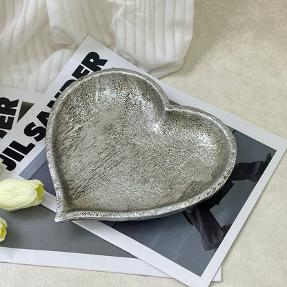 【Pre-order: 30-day lead time | MOQ: 120 units】Gold - Toned & Silver - Toned Heart - Shaped Resin Trays | Small/Medium/Large | Artistic Home Collection