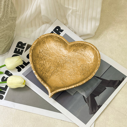 【Pre-order: 30-day lead time | MOQ: 120 units】Gold - Toned & Silver - Toned Heart - Shaped Resin Trays | Small/Medium/Large | Artistic Home Collection