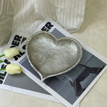 【Pre-order: 30-day lead time | MOQ: 120 units】Gold - Toned & Silver - Toned Heart - Shaped Resin Trays | Small/Medium/Large | Artistic Home Collection