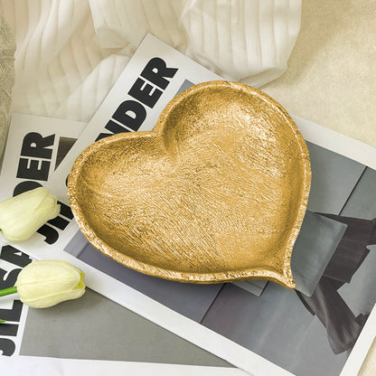 【Pre-order: 30-day lead time | MOQ: 120 units】Gold - Toned & Silver - Toned Heart - Shaped Resin Trays | Small/Medium/Large | Artistic Home Collection