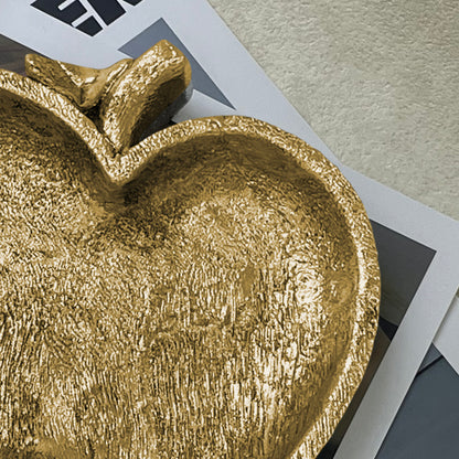 【Pre-order: 30-day lead time | MOQ: 120 units】Gold - Toned & Silver - Toned Apple - Shaped Resin Trays | Artistic Home Collection