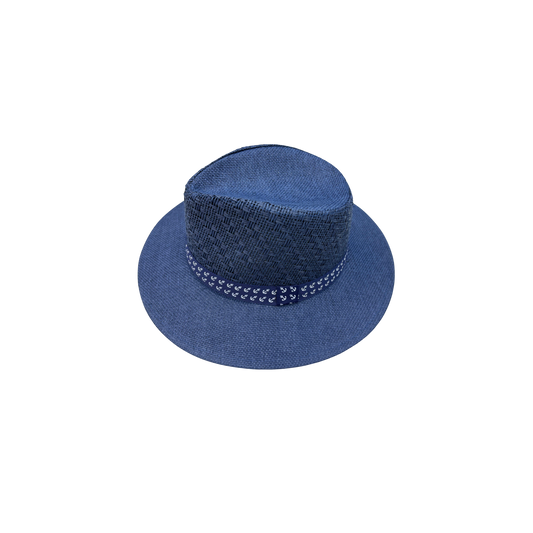 IGO2507373 Anchor Pattern Webbing Designed Woven Fedora Hat