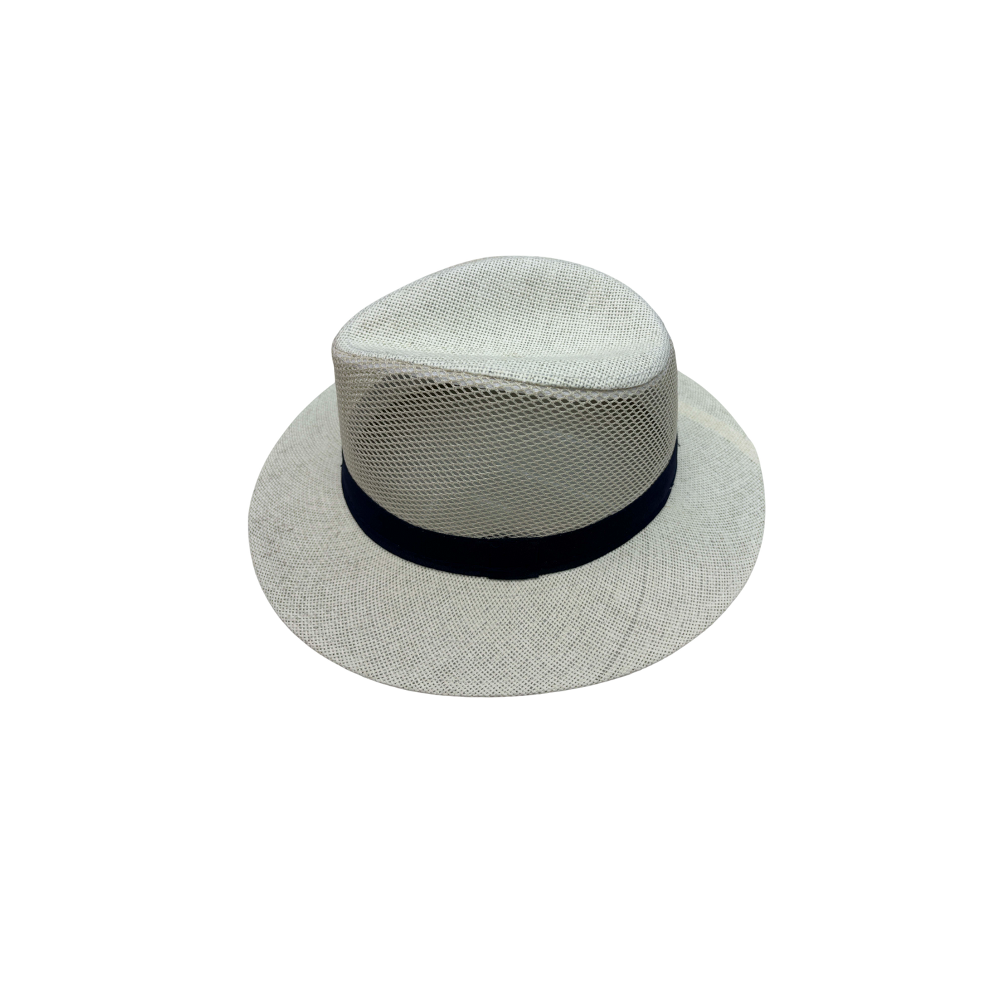 IGO2507381 Black Webbing Designed Breathable Mesh Straw Fedora Hat