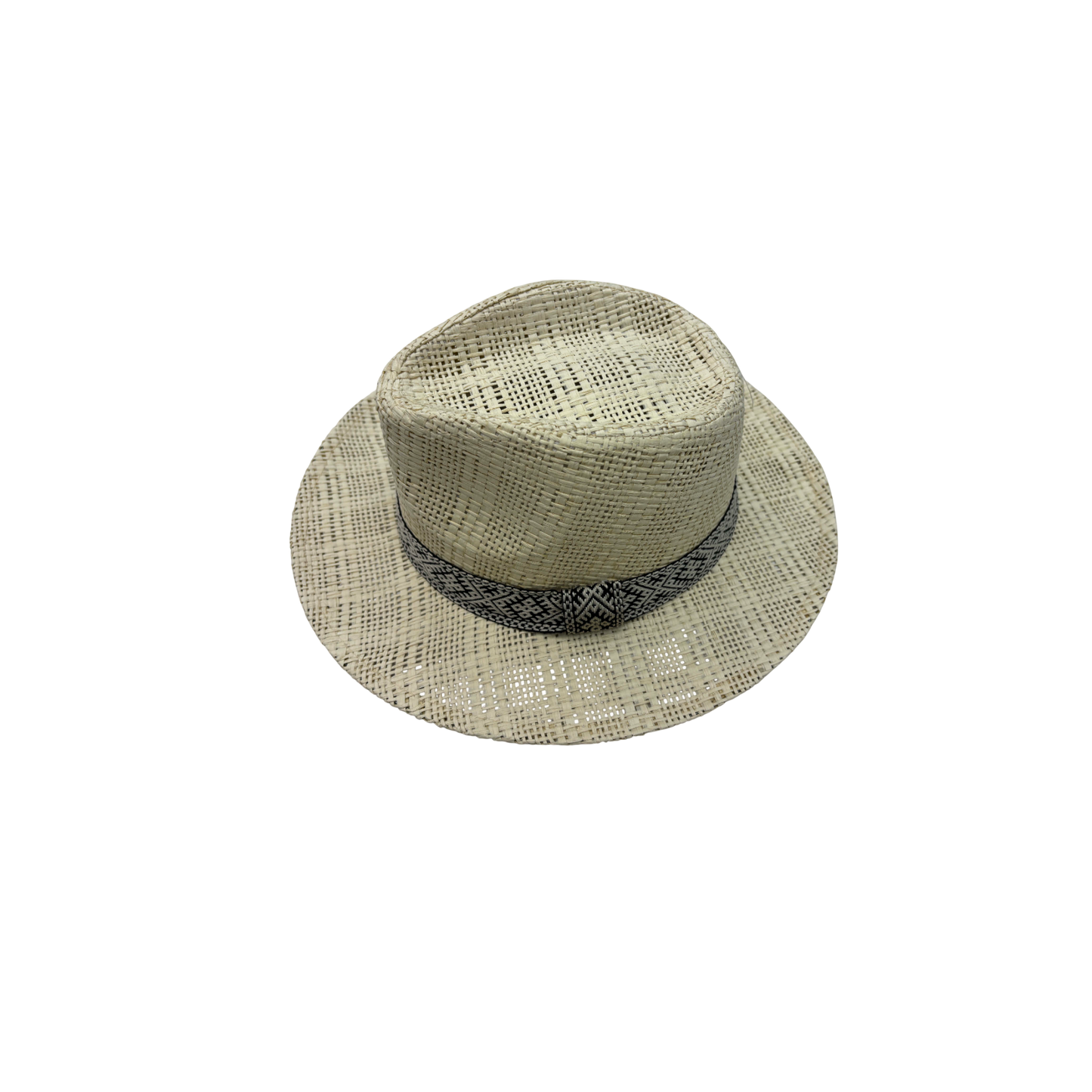 IGO2507384 Ethnic-style Webbing Decorative Design Woven-texture Straw Fedora Hat