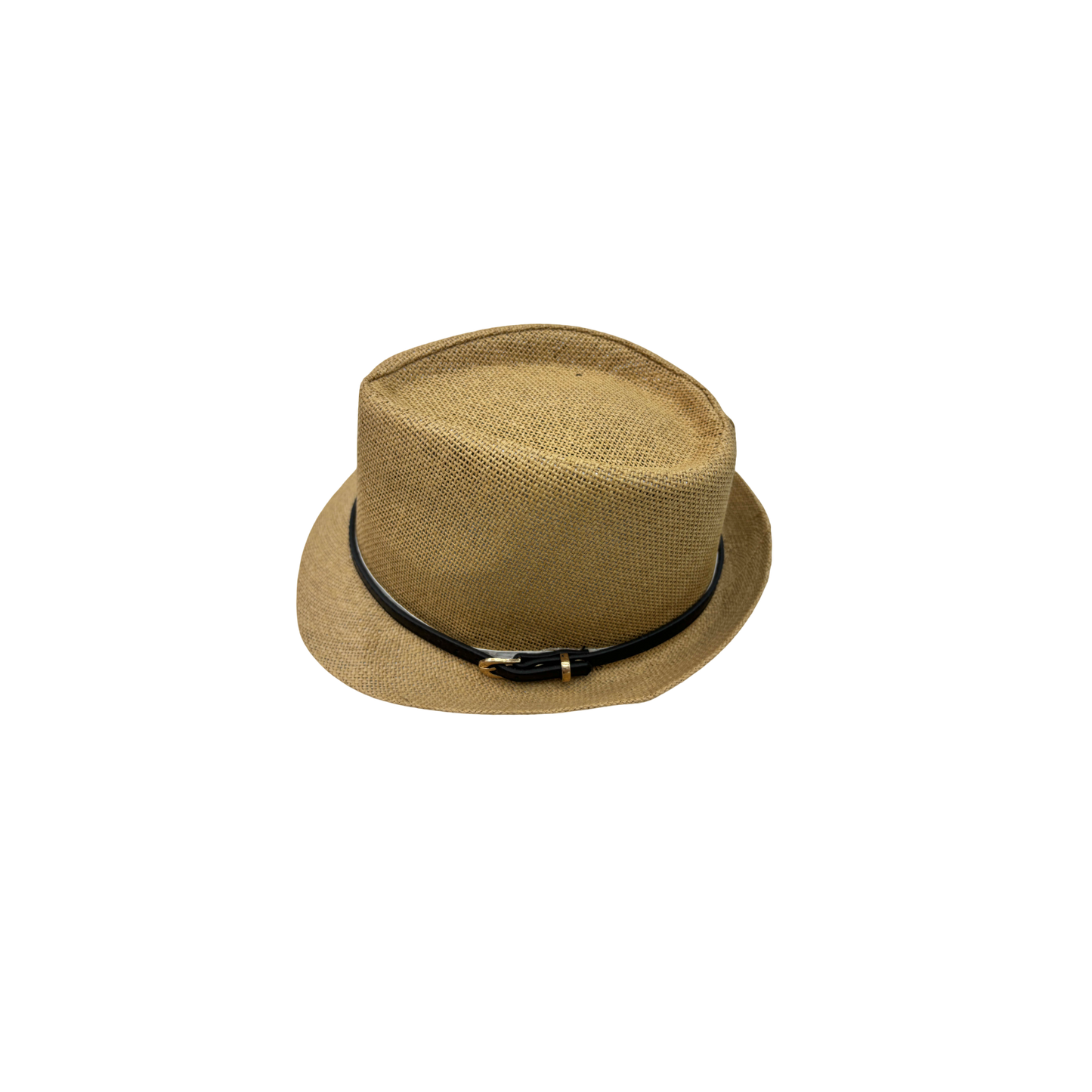 IGO2507397 Vintage Double-Buckle Leather Strap Trilby Hat