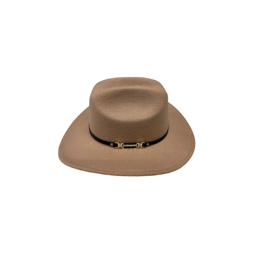 IGO2507419 Minimalist Metal Buckle Wide-Brim Fedora Hat