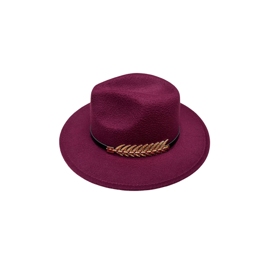 IGO2507421 Exquisite Metal Leaf Decorated  Fedora Hat