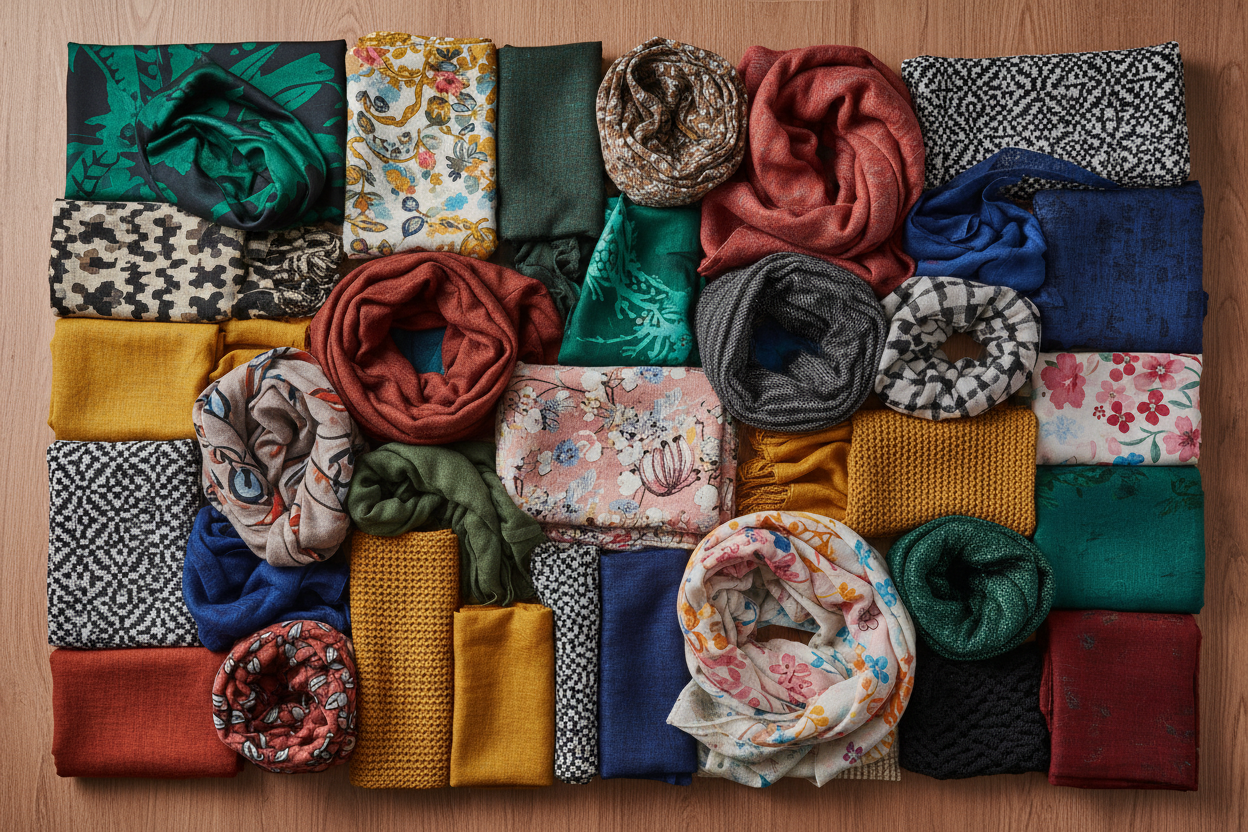 Folded scarves top view